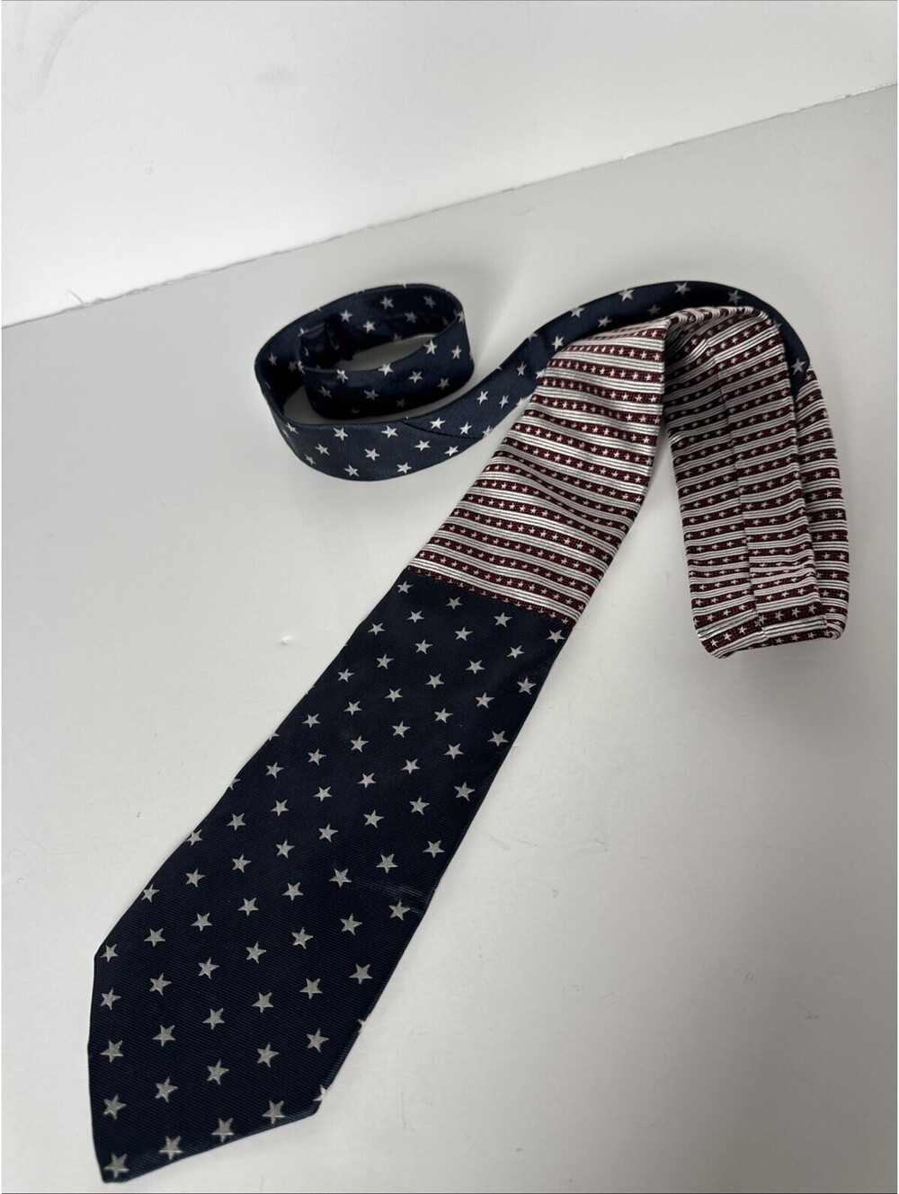 90s Vintage Tommy Hilfiger Italian Silk Tie American Flag USA Stars Stripes 57”